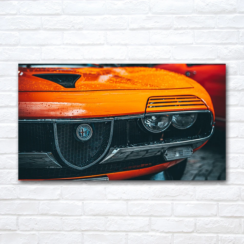 

Картина на холсте Alfa Romeo с оранжевым автомобилем для домашнего декора, Настенная картина без рамки, украшения для спальни, гостиной