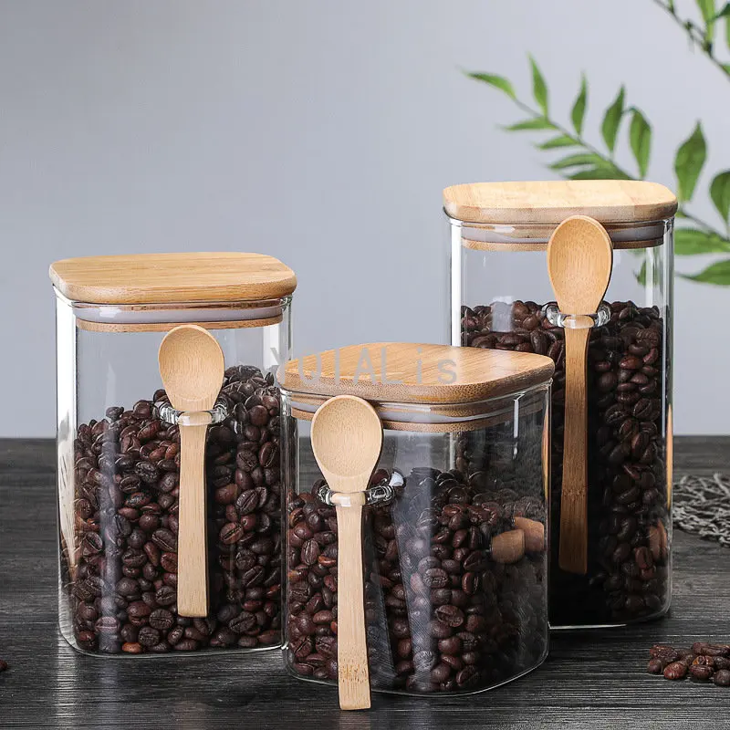 

3 Ideas 800-1200ml with Spoon Sealed Jar Storage Tank Condiment Coffee Beans Tank Kitchen Supplies Sugar Storage Bottle Tea Box