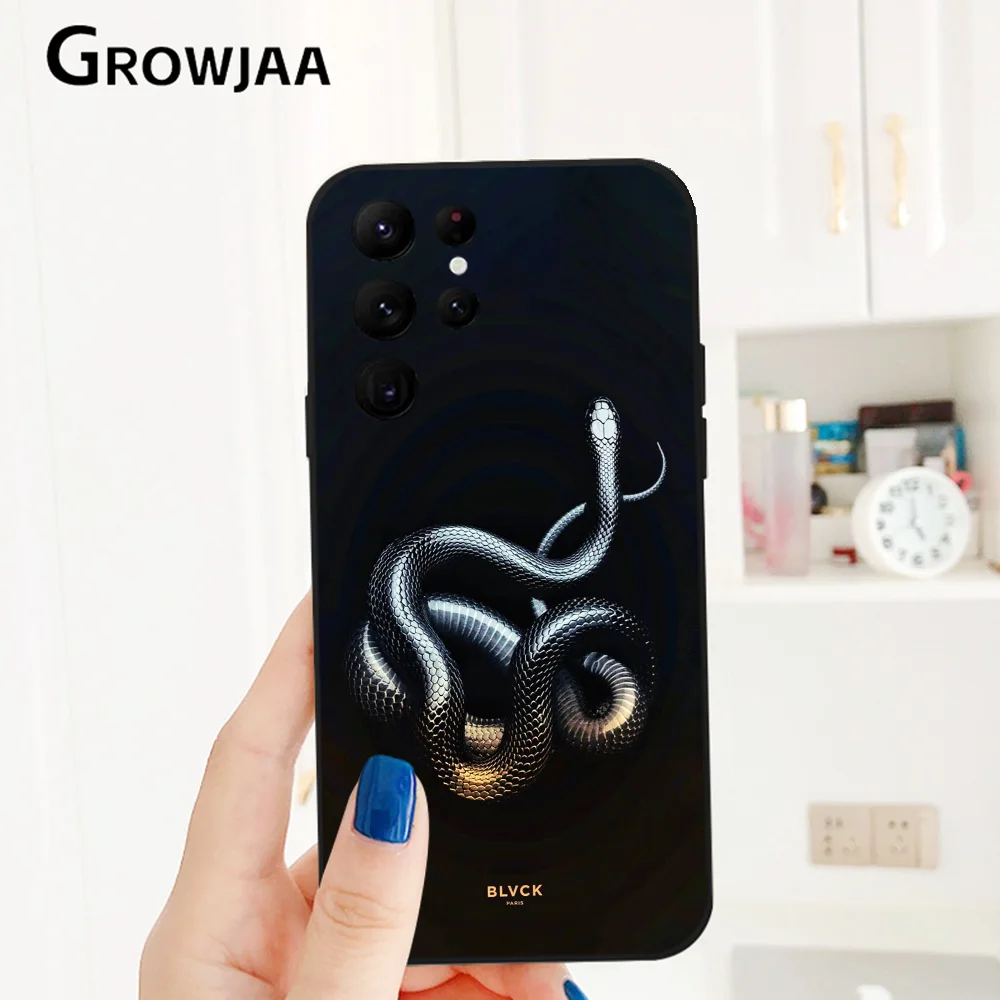 Роскошный черный чехол для телефона B-Blvck Snake Flowers Samsung Galaxy S24 Ultra S22 S23 S21 S20 5G Защитный