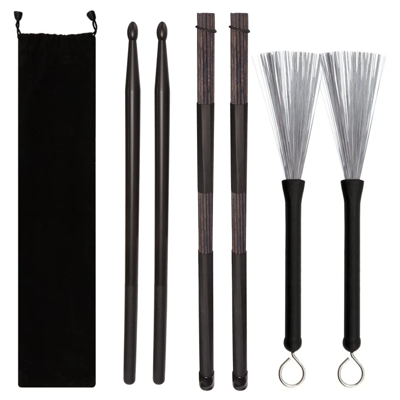 

Drum Sticks Set Include Nylon Drum Sticks,Retractable Drum Wire Brushes Rods For Kids,Adults,Rock Band With Portable Bag