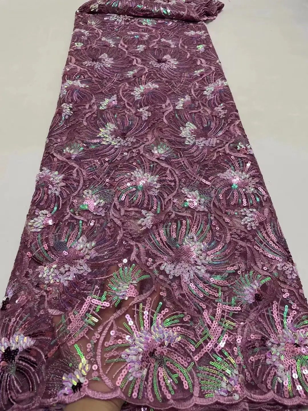 

Heavy silver Sequins Lace Fabric With Bead Sequins For Bridal Dress Luxury Evening Dress French Lace 5 yards DPL1-6