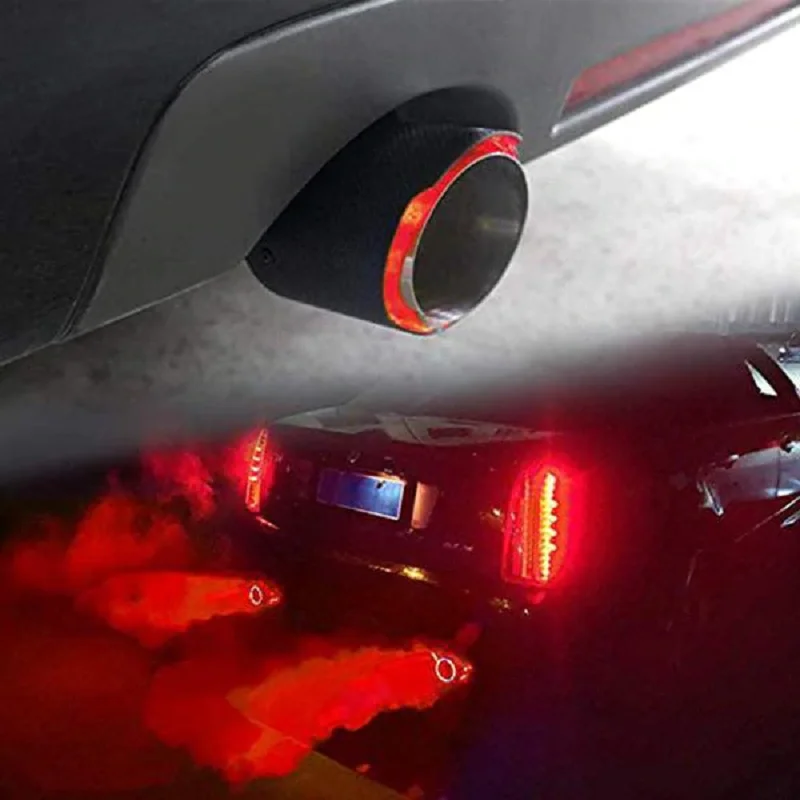 

Automobile Exhaust Pipe Led Tip Carbon Fiber Car Tail Pipe Light Tailpipe Luminous Flame 6.3cm Inlet Temperature Resistant Part