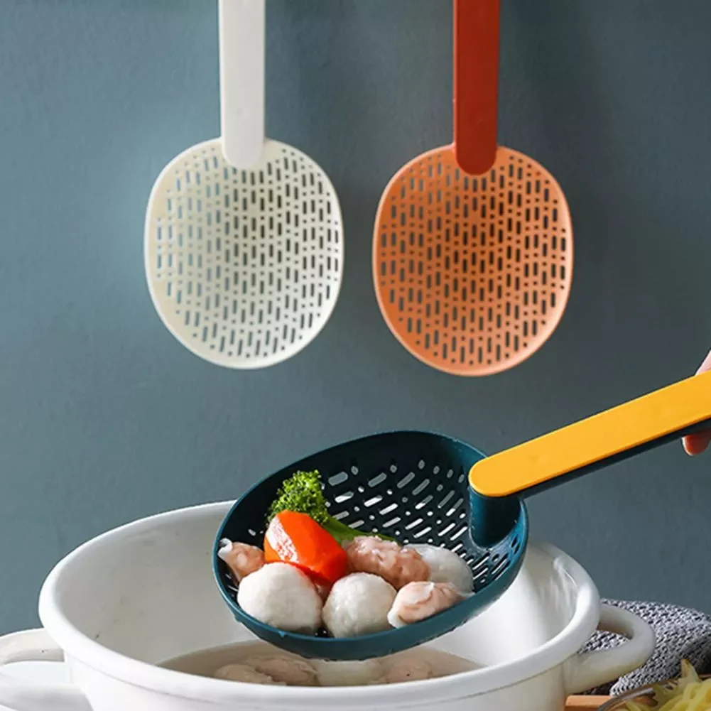 

2023New Kitchen Colander Quick Drain Spoon ABS Large Drained Hole Dumpling Vegetable Noodle Filter Spoon With Extended Handle
