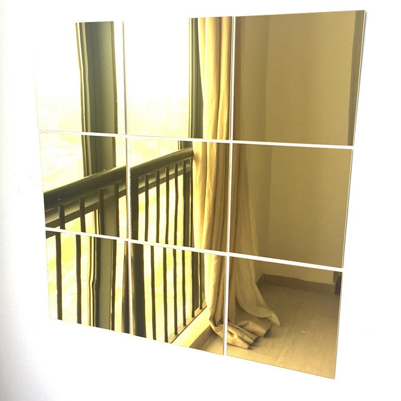 Зеркальные настенные наклейки квадратные самоклеящиеся акриловые зеркальные