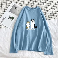 spring autumn oversized casual womens clothing funny dog 3d print long sleeve t shirts ladies fashion tops vintage tee shirt