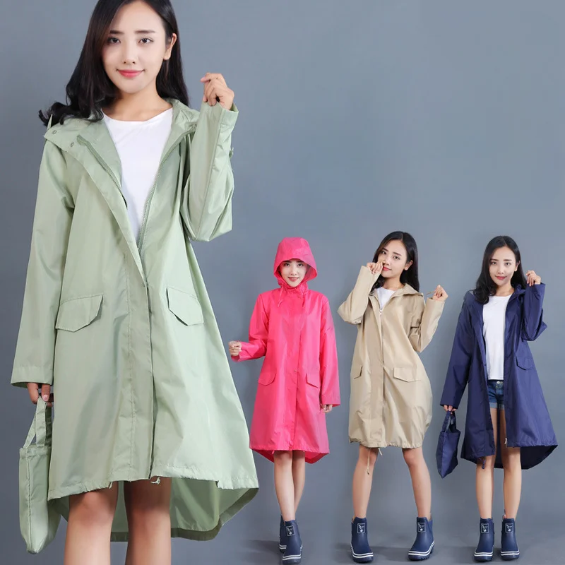 

Дождевик женский водонепроницаемый, Ветровка женская, стильный длинный дождевик, пончо для походов, модный дождевик для взрослых