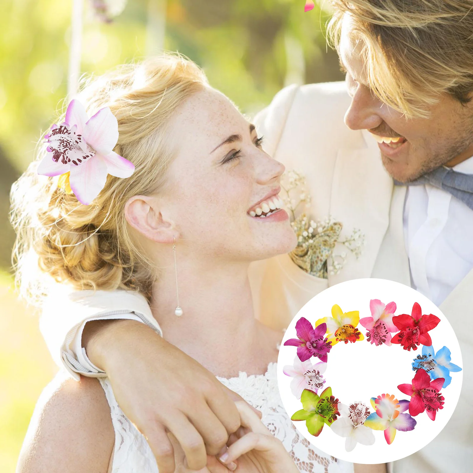 

10pcs Flower Hair Clip Bohemian Orchid Flower Hairpin for Bride Bridesmaid