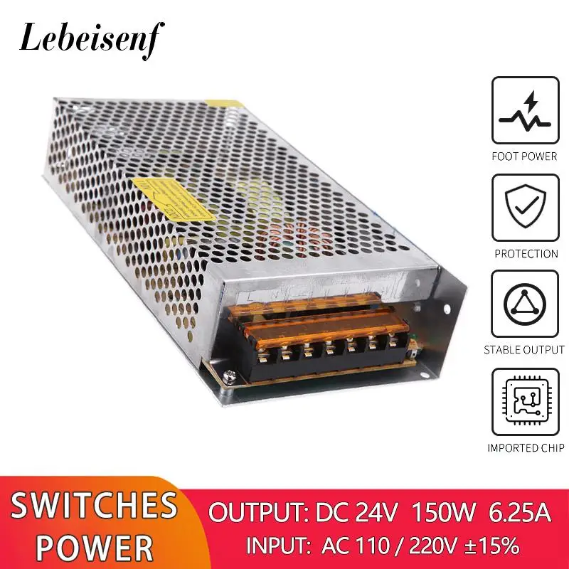 

24V 150W 6.25A Switching Power Converter 100-240V AC to DC 24V Inverter LED Lighting Device Driver LED Strip Adapter Transformer