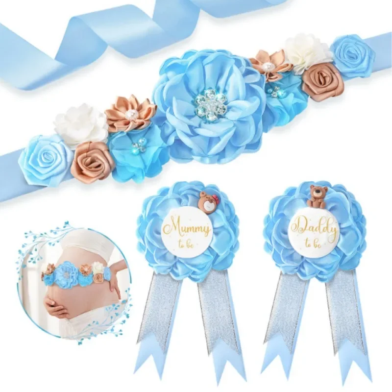 Набор цветочных поясов-Baby Shower Mom to Be Daddy Corsage Pin-пояс с цветком для платья