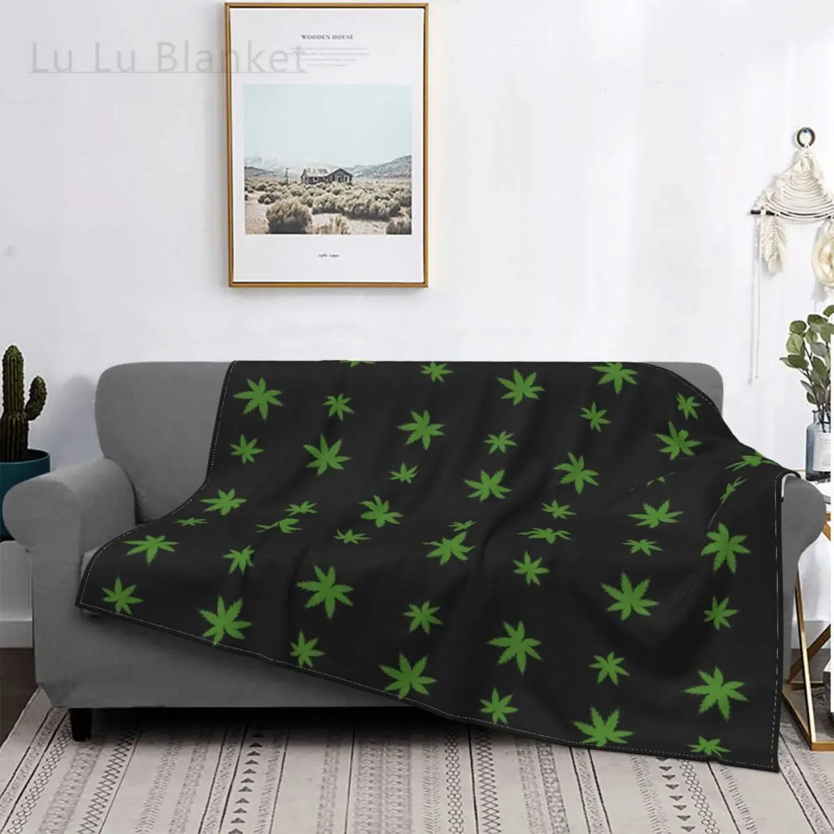 

Beautiful Hemp Leaf Blankets Fleece All Season Organic Portable Lightweight Thin Throw Blankets for Bed Car Quilt