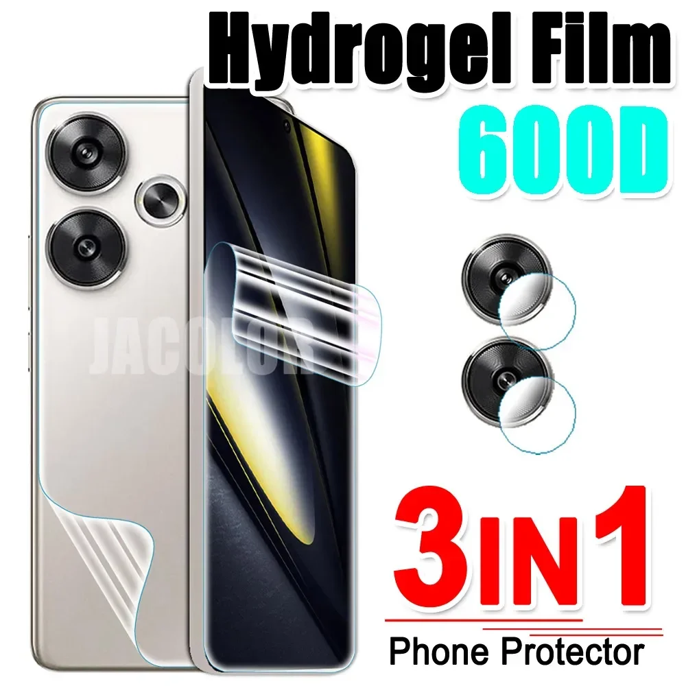 Гидрогелевая пленка 3 в 1 для Xiaomi Poco F6 F5 Pro F4 GT стеклянная Защитная задней камеры Pocco