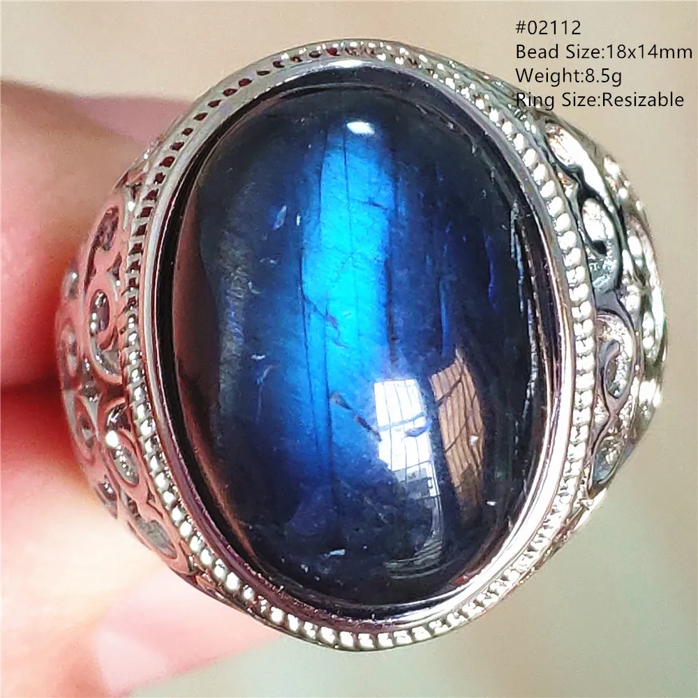 Натуральный черный лабрадорит регулируемое кольцо ювелирные изделия