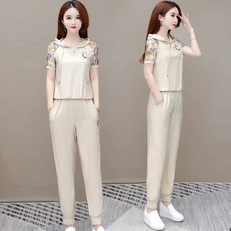 Новинка 2023 летний Повседневный Спортивный комплект с капюшоном для женщин