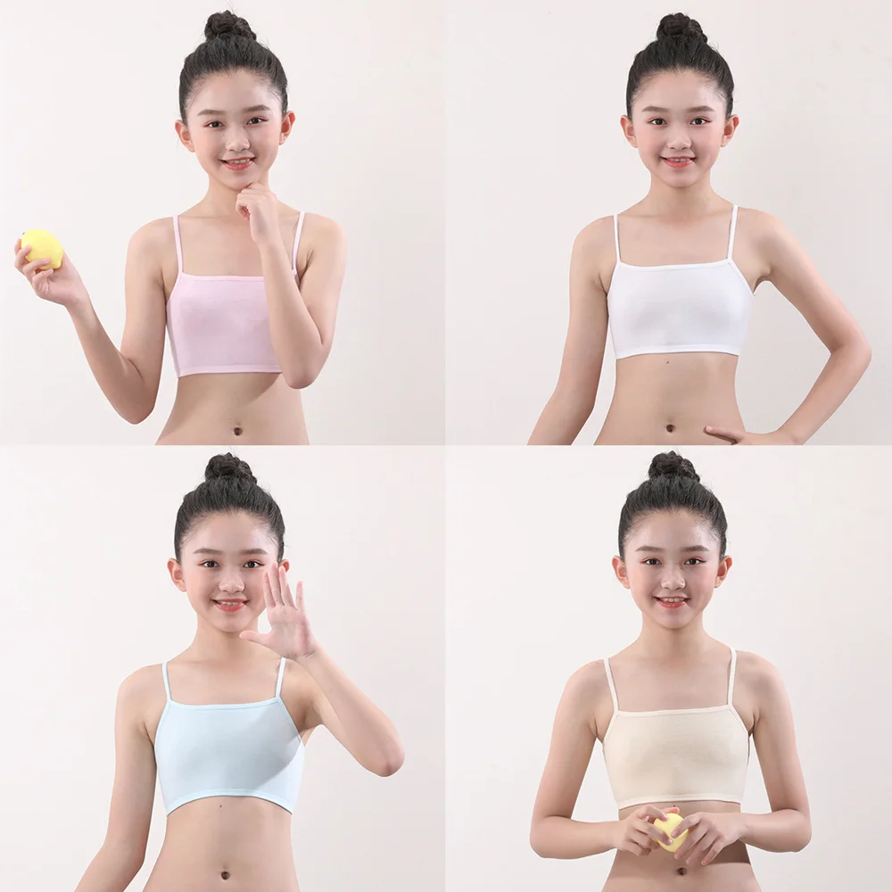 

3Pcs Candy Color Girls Students Thin Training Bras Young Girl Wire Free Adjustment Bra Kids Intimates Children Underwear