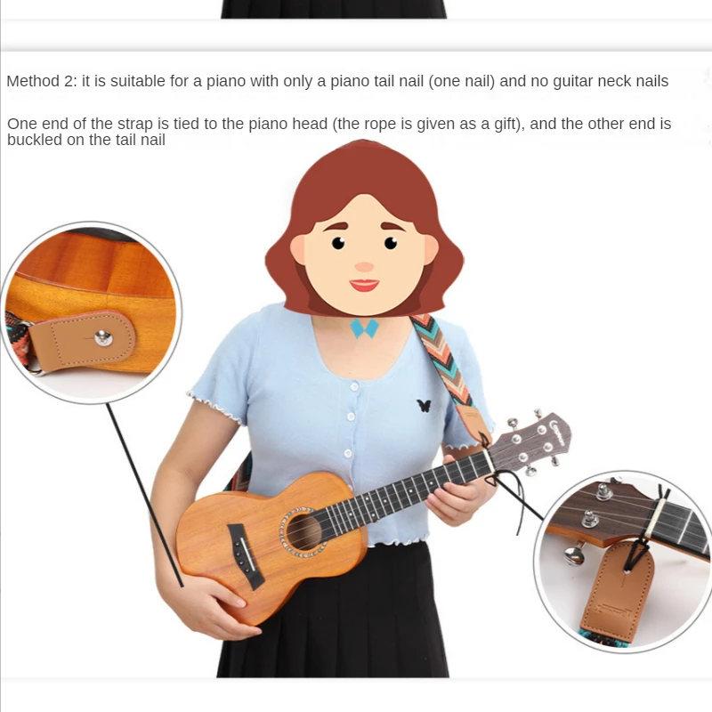 2 styles 4cm wide Creative hole-free Ukulele Strap Durable Adjustable cotton Guitar Belt Sling Instrument Guitar Accessories