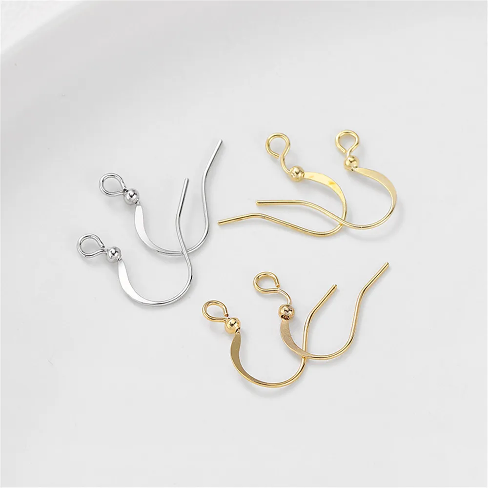 

14K Bag Gold Color with Beaded Flat Ear Hook Handmade DIY Ear Studs Ear Clips Earrings Jewelry Materials Accessories