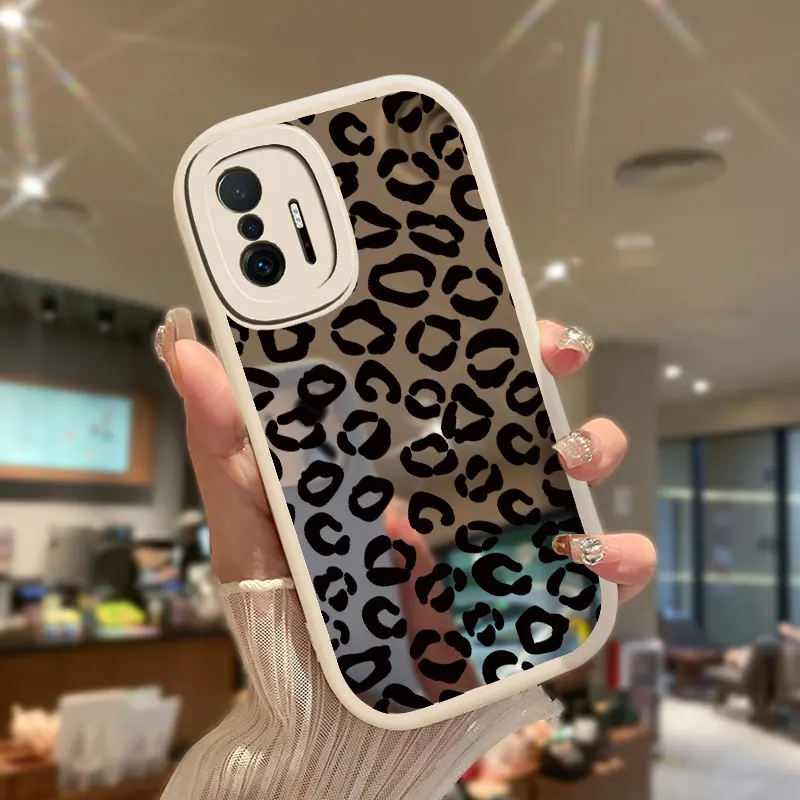 Зеркальный чехол для макияжа Mi 12 Lite 12X 12S Pro Модный с леопардовым рисунком Xiaomi 11T 10T