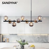 sandyha modern glass ball chandeliers for dining tables living room kitchen office coffee hanging lamp nordic home pendan light