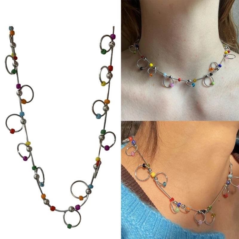

Bohemian Interesting Round Ring Necklace Colored Seed Bead High-Grade Necklace
