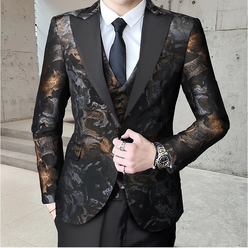 

Мужские свадебные смокинги для выпускного, черные, желтые, красные, 3 шт., шаль, воротник, Стандартная посадка, однобортный на одной пуговице, 2023