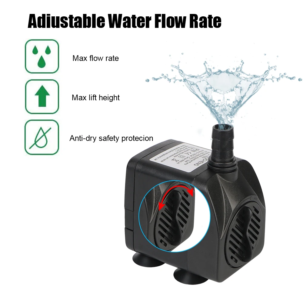 Ultra-quiet Water Pump with 12 LED Light for Garden Aquarium Fish Tank Bird Bath Fountain with Power Cord Submersible Fountain images - 6
