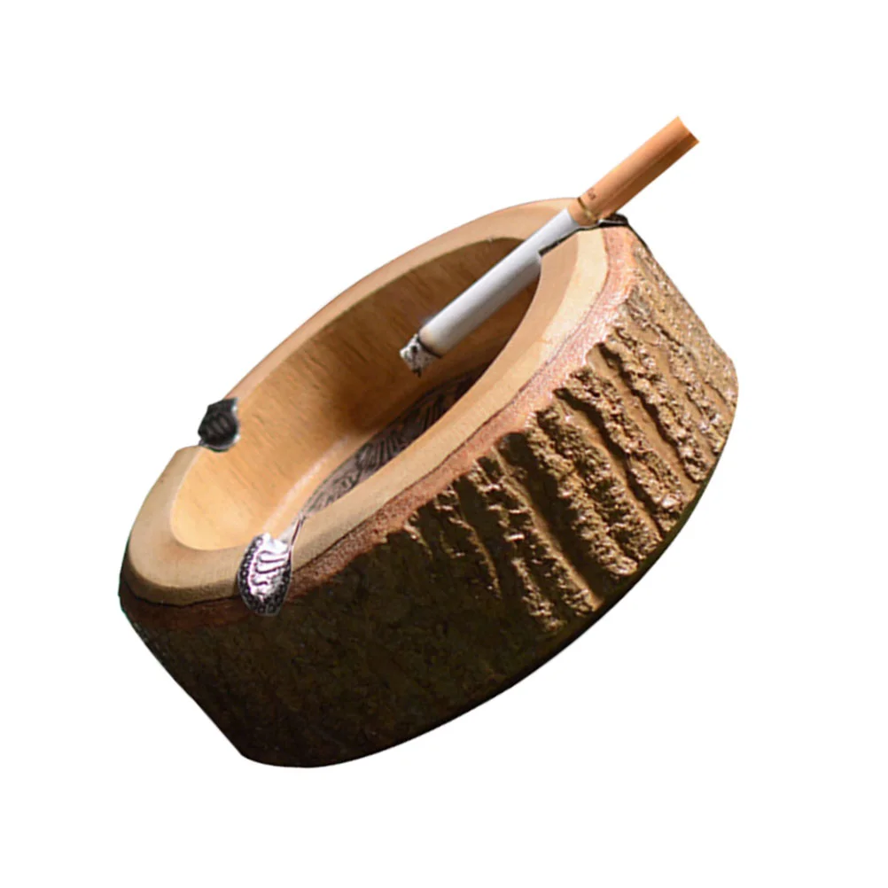 

1PC Bark Design Ashtray Wooden Ash Tray Delicate Pattern Ashtray Cigarette Ash Holder Rustic Tobacco Jar 4 Inches