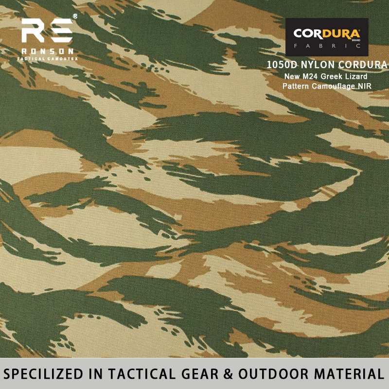 Фото Ткань нейлоновая Cordura 1000D M24, новый греческий камуфляж Woodland Lizard, прочная, для тактического снаряжения, уличных сумок, с покрытием WR+PU NIR №1