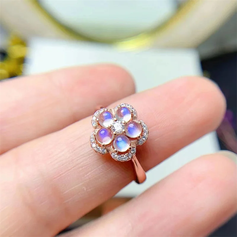 Обручальное кольцо для женщин Натуральный натуральный лунный камень с