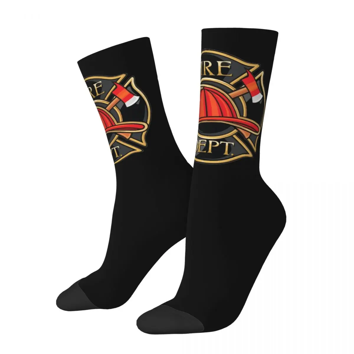 

Harajuku Fire Department Soccer Socks Gift for Fireman Polyester Middle Tube Socks for Unisex Sweat Absorbing