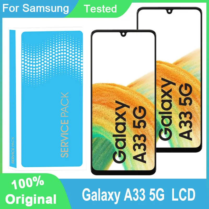 100% Оригинальный 6 4 &quotдля Samsung Galaxy A33 5G ЖК-дисплей с рамкой сенсорный экран