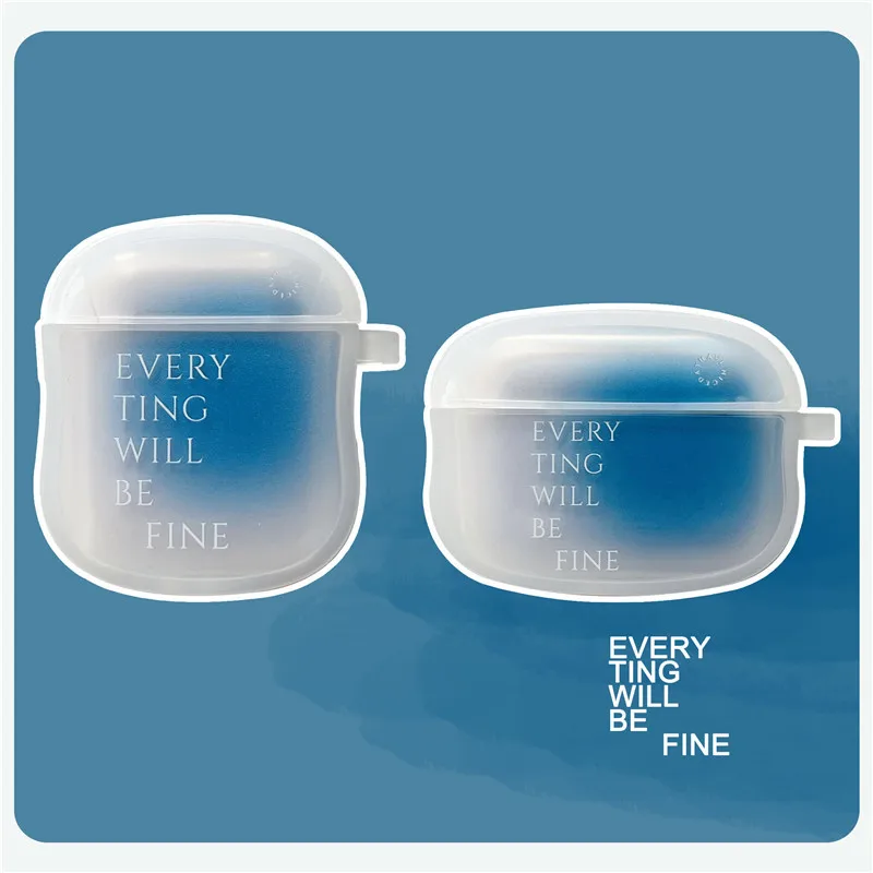 

Gradient Blue English For Apple AirPods 1 2 pro Bluetooth Headphone Cover 3rd Generation Silicone Soft Cover Protective Case