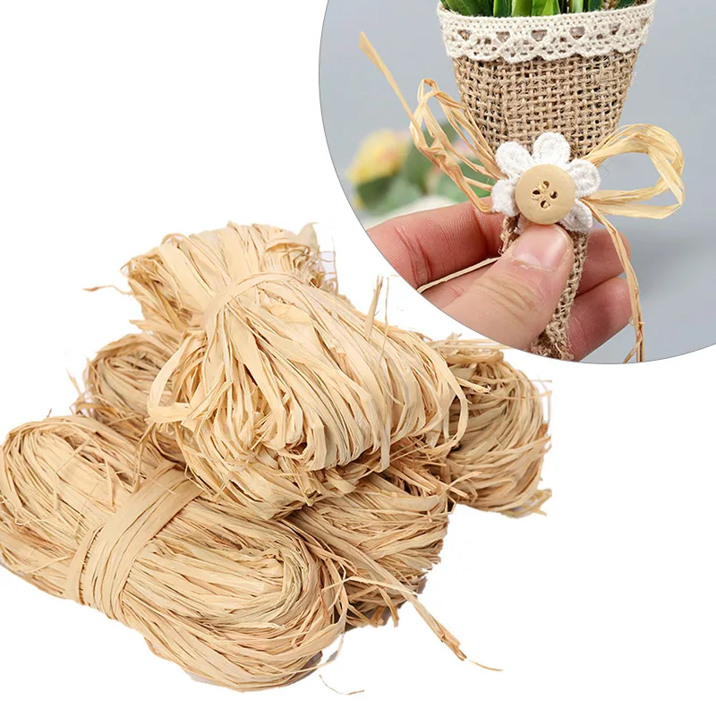 

50g/Roll Natural Raffia Straw Rope Wedding Invitation Gift Packing Rope Flower Wrapping Decoration Straw Rope Party Supplies