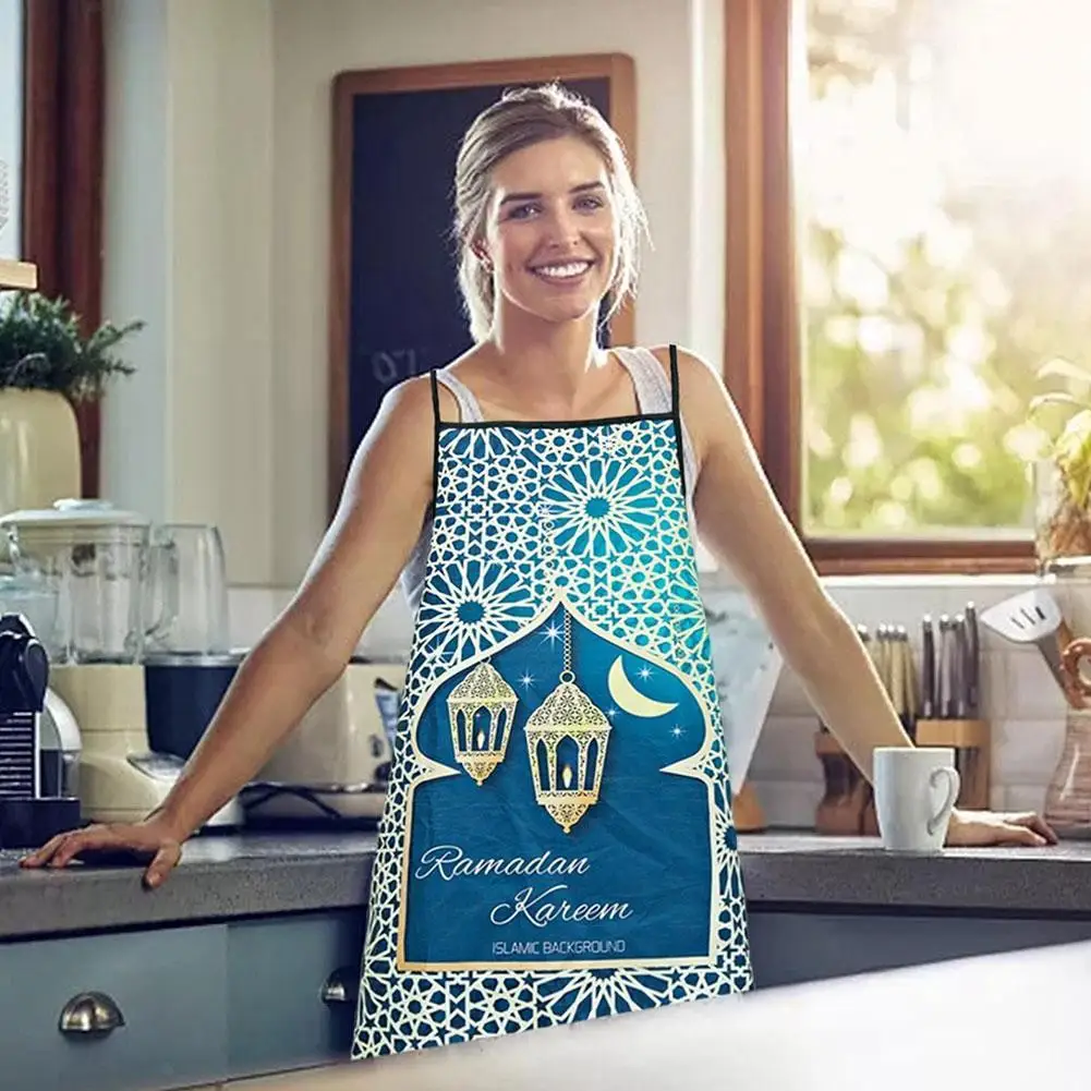 

Ramadan Mubarak Kitchen Apron Sleeveless Happy Eid Al-Adha Iftar Muslim Islamic Kareem Friend Family Dinner Decoration Gift