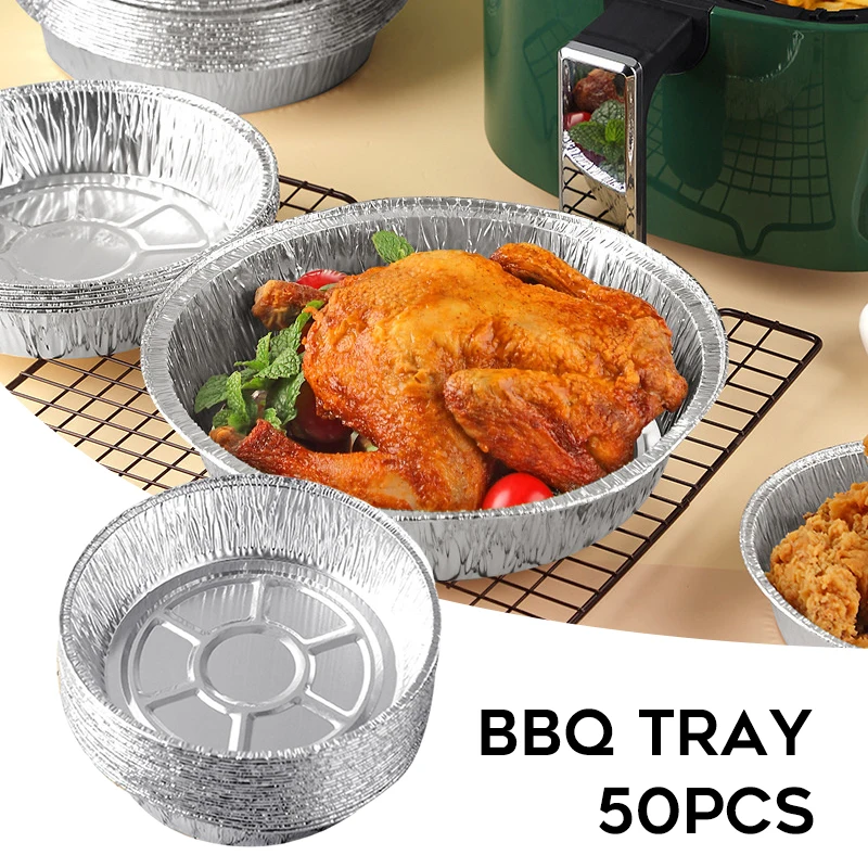

50PCS Foil Tray High Temperature Resistance Non-Sticky Air Fryer Bakeware Practical Kitchen Baking Supplies Home