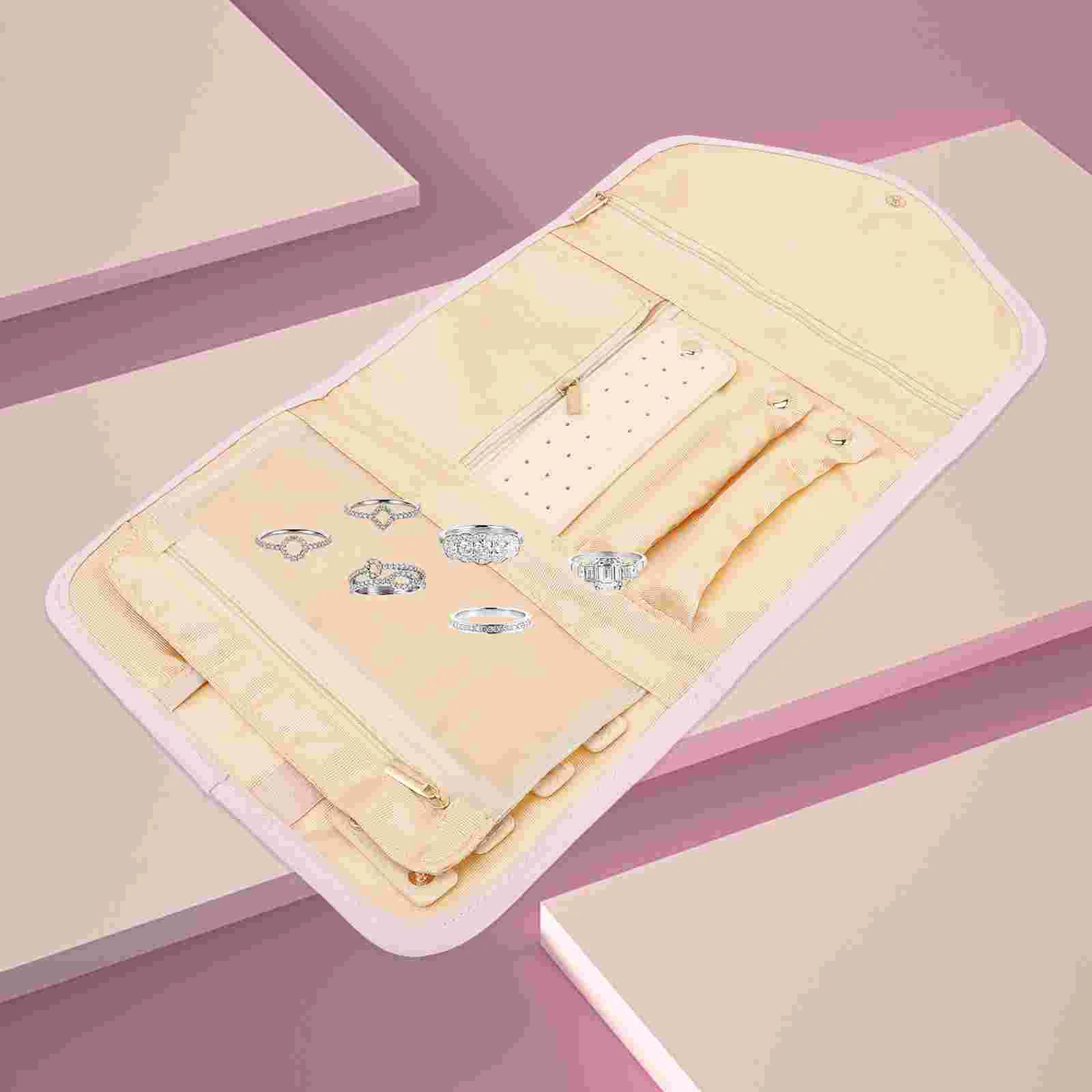 Jewelry Organizer Hanging Roll Casefoldable Travelhanger Rings Earringsbracelets Brooches Portable 