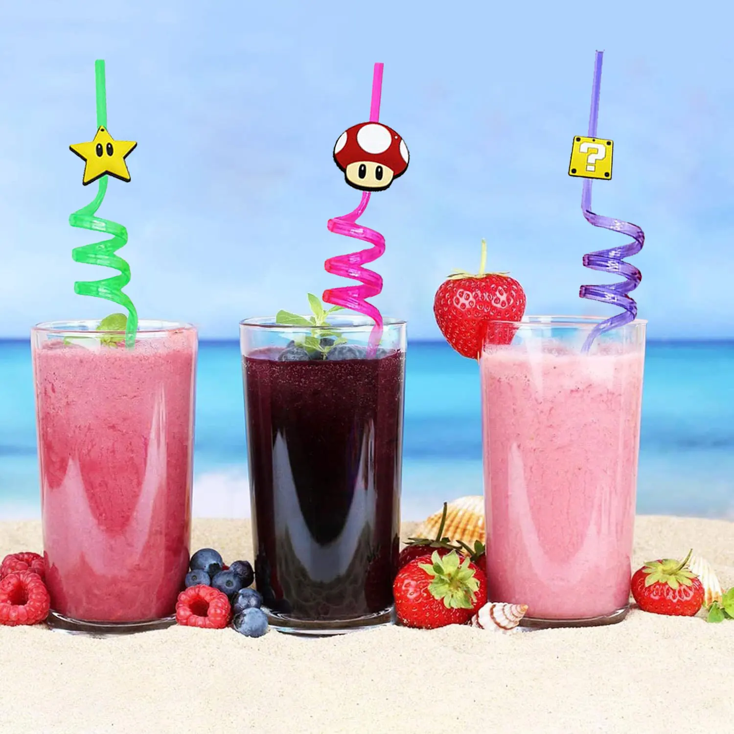 Многоразовая Солома для Марио украшение на день рождения мультяшная ПВХ сока