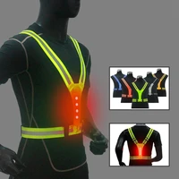 led highlight sports reflective vest elastic v shaped illuminated vest adjustable vest for night running motorcycle cycling