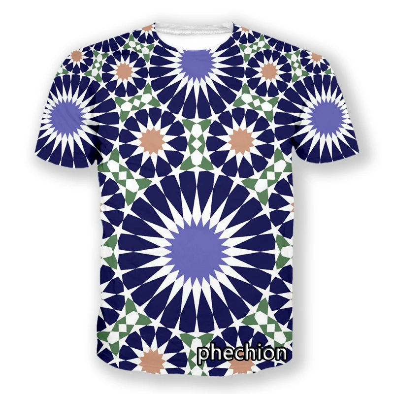 

Футболка phechion с геометрическим рисунком для мужчин и женщин, повседневная спортивная рубашка с коротким рукавом, в стиле хип-хоп, лето L214
