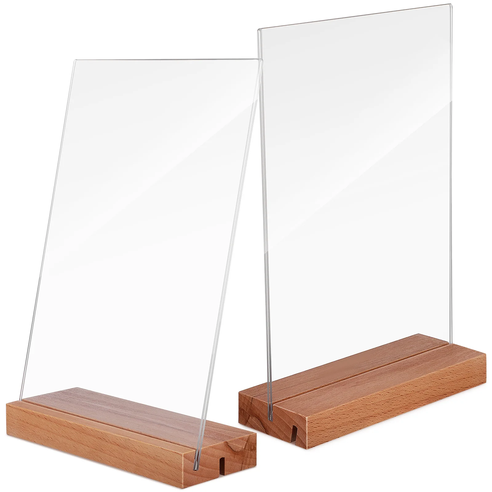 

2 Pcs Premium Reusable Sturdy Stable Acrylic Signs with Wooden Holders Acrylic Sheets with Wooden Holders