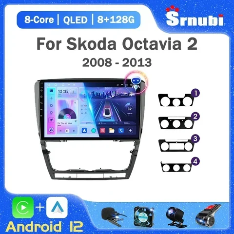 Автомобильный радиоприемник Android 12 для Volkswagen Skoda Octavia 2 A5 2004-2013, мультимедийный видеоплеер, навигация, 2Din Carplay DVD, головное устройство