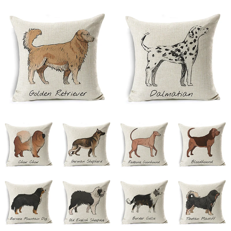 

Cartoon cute dog Cushion cover Linen Pillowcase Sofa Car Chair Seat Home decoration pillow covers Gift pillows 45*45cm 18*18inch