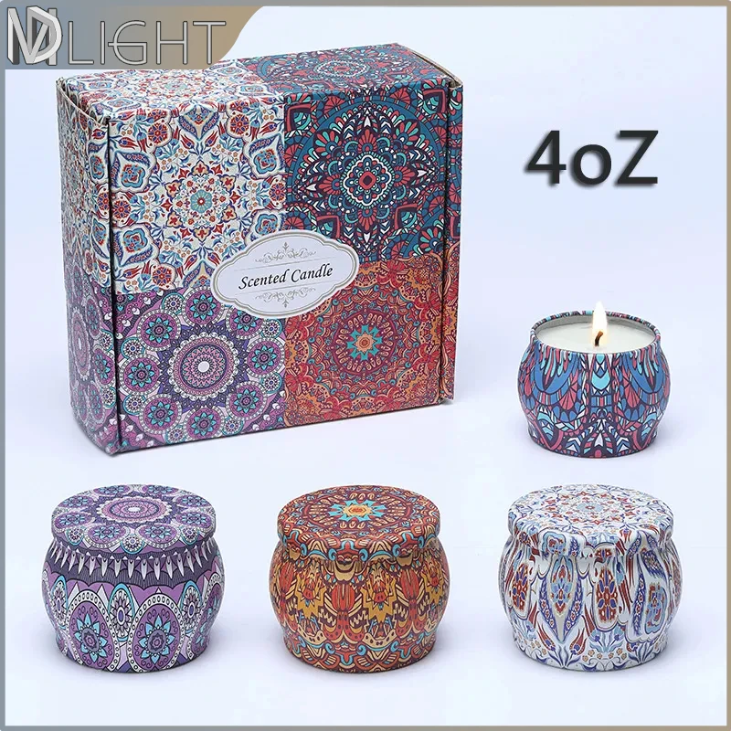 

4 Packs Gift Set 4.4Oz Tin Candles for Home Scented Aromatherapy