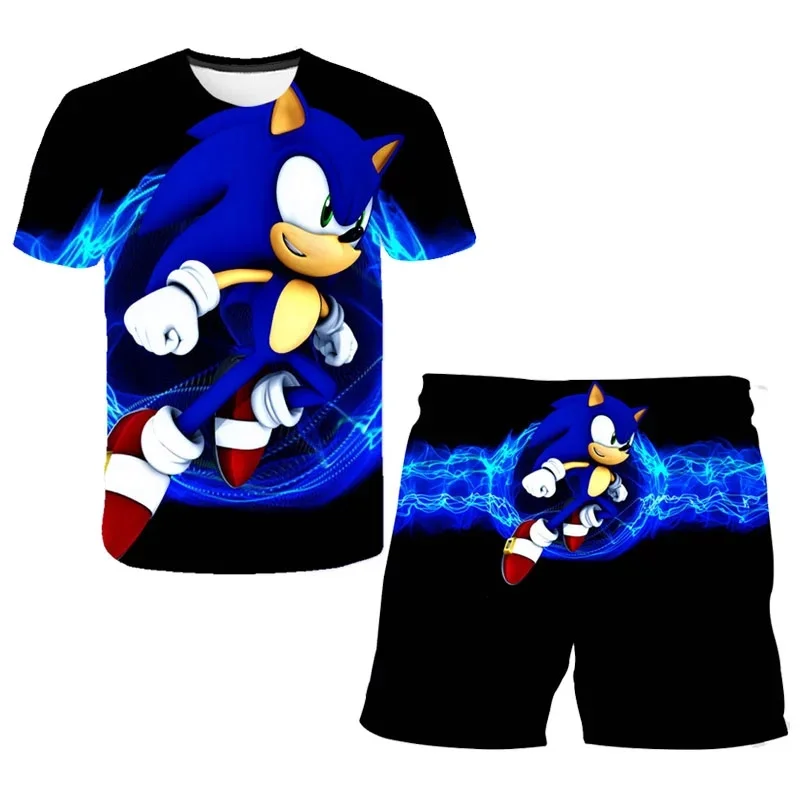 

Boys Summer Children Sonic Cartoon T Shirt Clothes Pants Set Kids 3D Fashion Girls 4 5 6 7 8 9-14 years New Casual Child Outfits