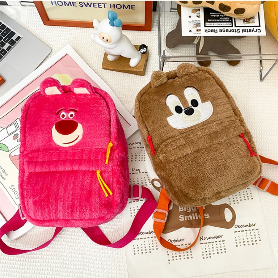 Мультяшный плюшевый рюкзак ярких цветов Большой Вместительный Симпатичная