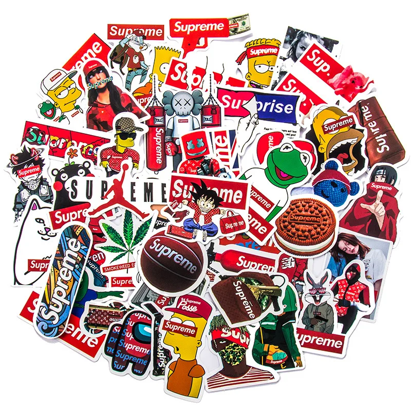 

50 новых персонализированных модных брендовых мультяшных граффити наклеек для скейтборда, багажа, водонепроницаемые, без клея, съемные