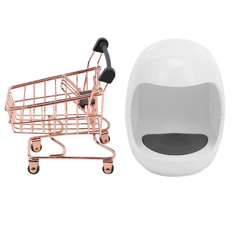 

New Egg Shape Nail UV Lamp Mini Pocket Gel Nail Polish Dryer With Double-Deck Shopping Cart Makeup Sponge Holder