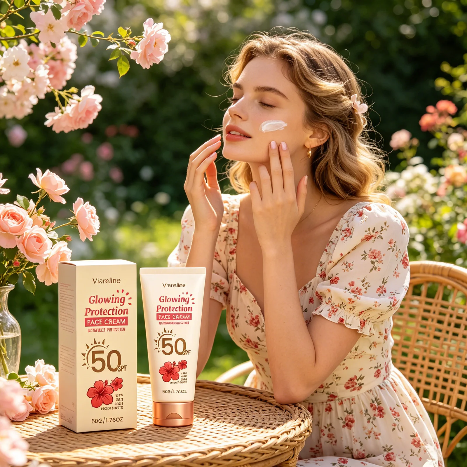Фото Солнцезащитный крем Viareline SPF 50: защита от УФ-излучения, предотвращение солнечных ожогов, укрепление кожи, контроль жирности, увлажнение, водостойкий, для лица №4