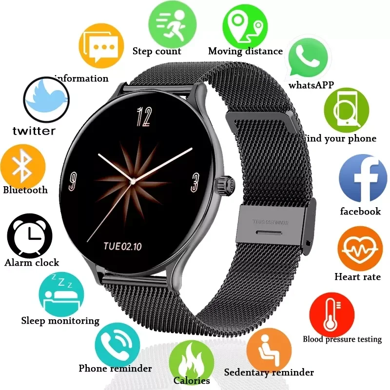

LIGE Ladies Smart Watch Women smartwatch Sports Health Fitness Tracker Waterproof Full circle touch screen reloj inteligente
