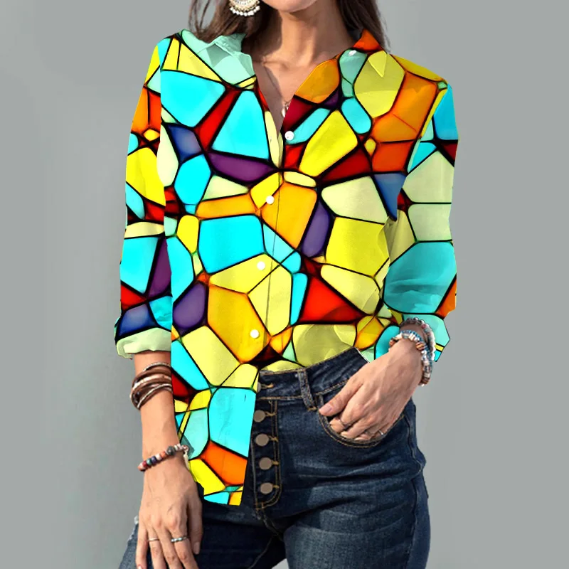 

Office Lady Turn-down Collar Button Plaid Print Casual Shirts Spring Autumn Clothing 2022 Slim Single Breasted Dream Wild Tops