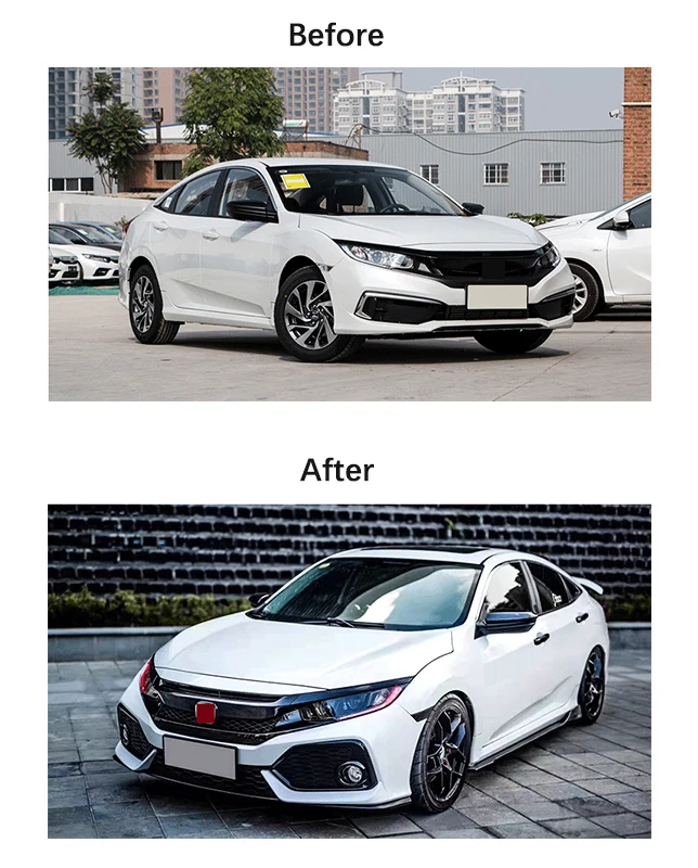 Комплект переднего и заднего бампера для honda civic 10 2016-2020